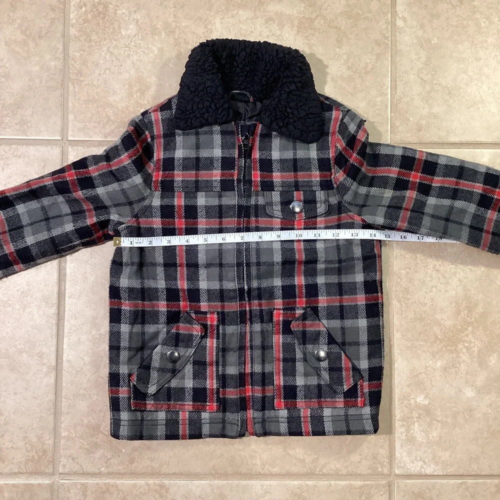 Cherokee Flannel Zippered Jacket Faux Fur Collar Toddler 5T